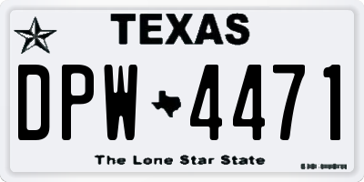 TX license plate DPW4471