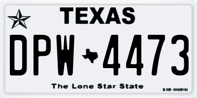 TX license plate DPW4473