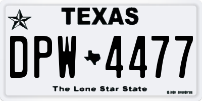 TX license plate DPW4477