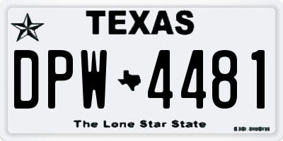 TX license plate DPW4481