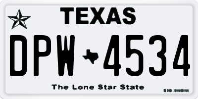 TX license plate DPW4534