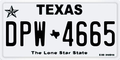TX license plate DPW4665