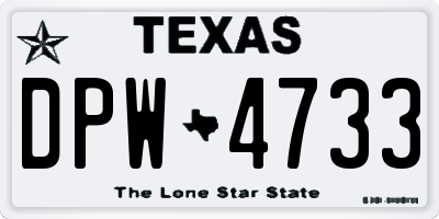 TX license plate DPW4733