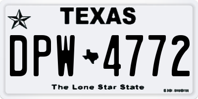 TX license plate DPW4772