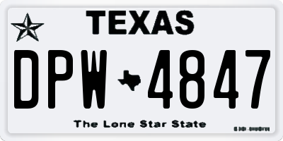TX license plate DPW4847