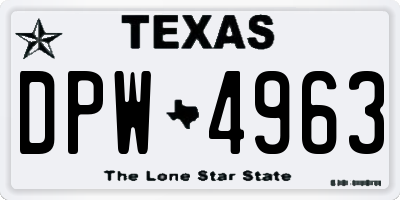 TX license plate DPW4963