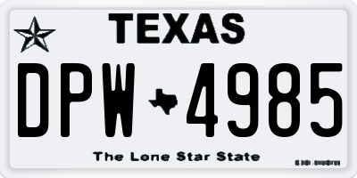 TX license plate DPW4985