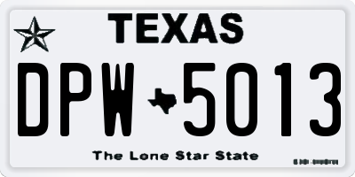 TX license plate DPW5013