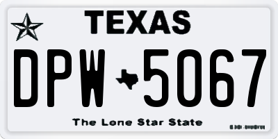 TX license plate DPW5067