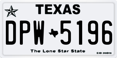 TX license plate DPW5196