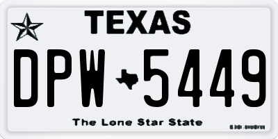 TX license plate DPW5449