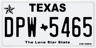 TX license plate DPW5465