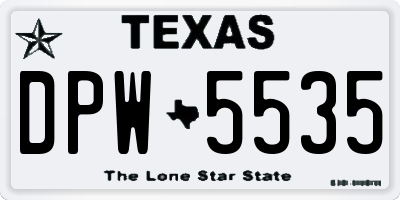 TX license plate DPW5535