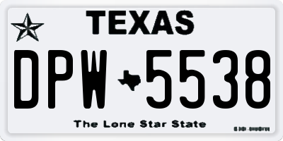 TX license plate DPW5538