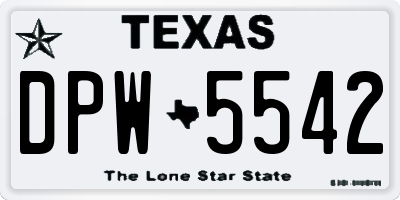 TX license plate DPW5542