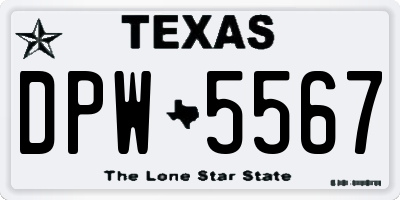 TX license plate DPW5567