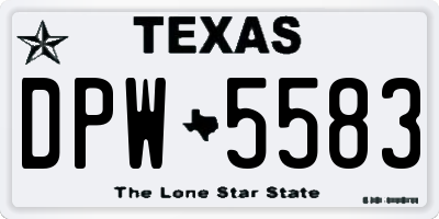 TX license plate DPW5583