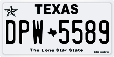 TX license plate DPW5589