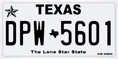 TX license plate DPW5601