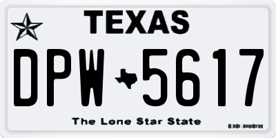 TX license plate DPW5617