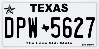 TX license plate DPW5627