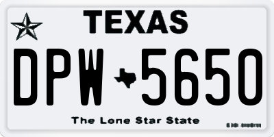 TX license plate DPW5650