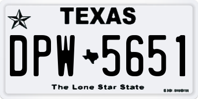 TX license plate DPW5651