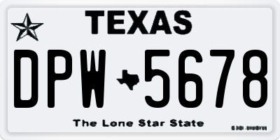 TX license plate DPW5678