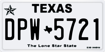 TX license plate DPW5721