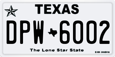 TX license plate DPW6002