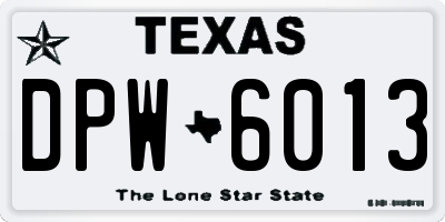 TX license plate DPW6013