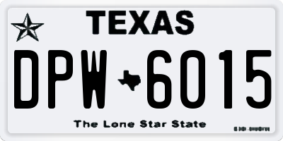 TX license plate DPW6015