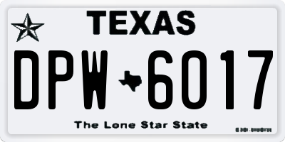 TX license plate DPW6017