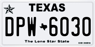 TX license plate DPW6030