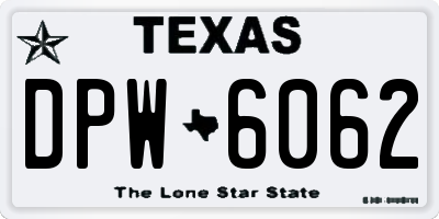 TX license plate DPW6062