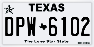 TX license plate DPW6102