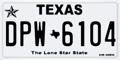 TX license plate DPW6104