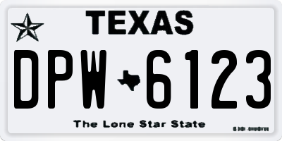 TX license plate DPW6123