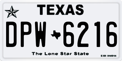 TX license plate DPW6216