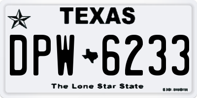 TX license plate DPW6233