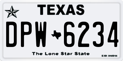 TX license plate DPW6234