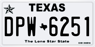 TX license plate DPW6251