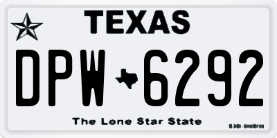 TX license plate DPW6292