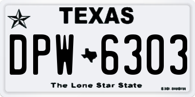 TX license plate DPW6303