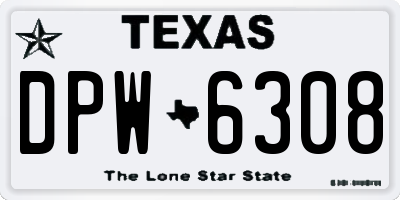 TX license plate DPW6308