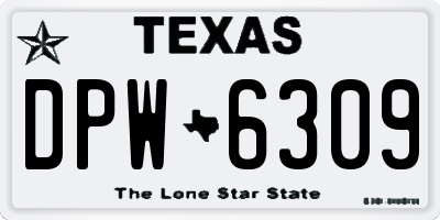 TX license plate DPW6309