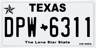 TX license plate DPW6311