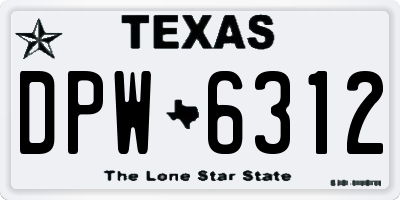 TX license plate DPW6312