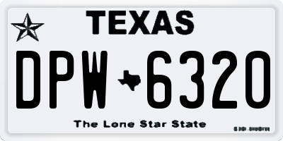 TX license plate DPW6320