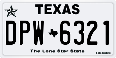 TX license plate DPW6321